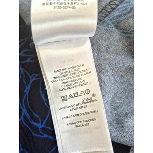 Lauren Ralph Lauren Dress Sz 12 Faux Wrap Navy Print Jersey Office Siren Event - Picture 5 of 9